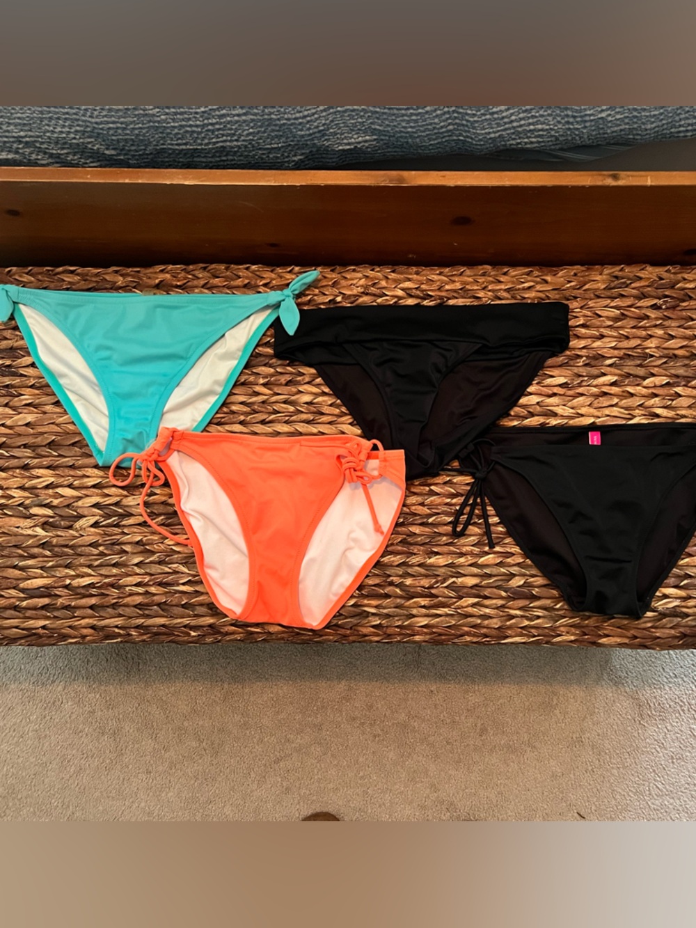 Lot of 4 Women’s Victoria’s Secret Swim Bikini Bottoms - Orange, Teal & Black